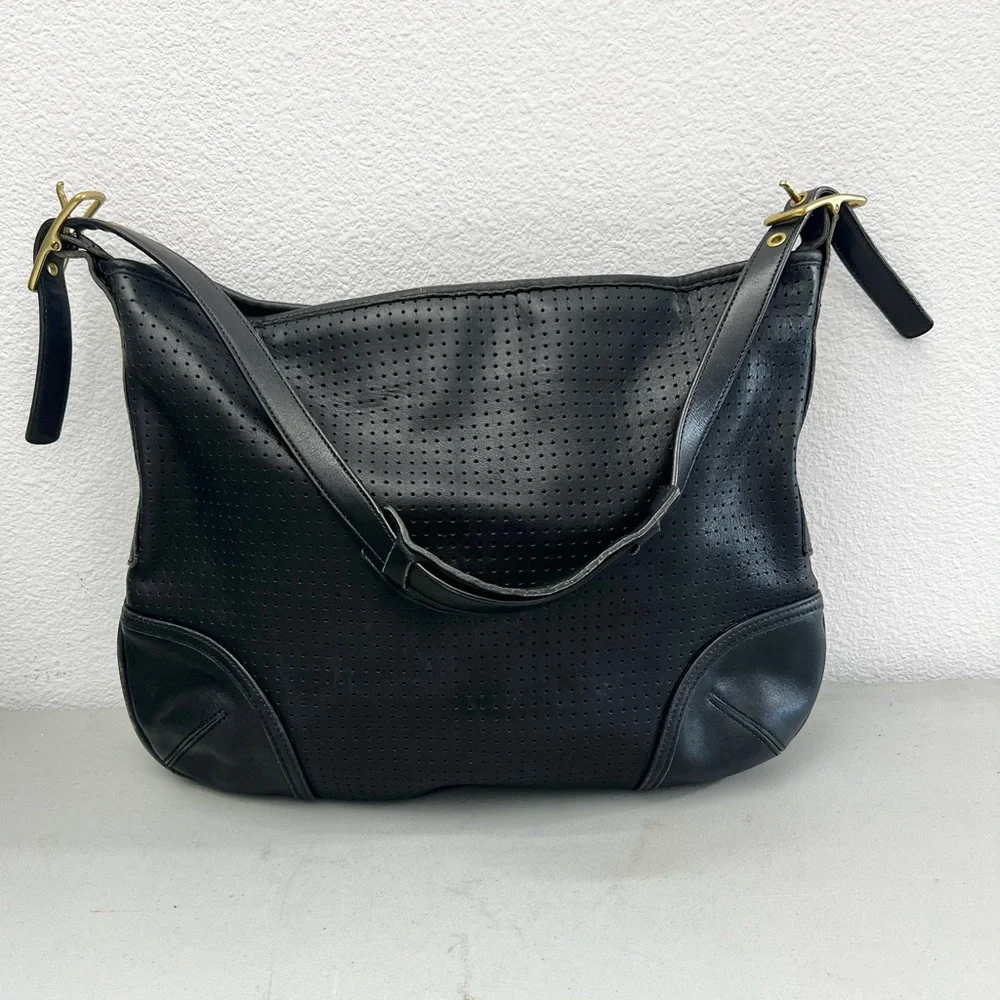 Coach Legacy 9218 Black Perforated Leather Shoulder Bag